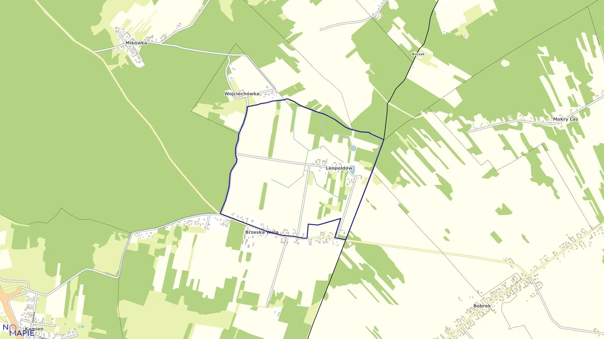 Mapa obrębu LEOPOLDÓW w gminie Białobrzegi